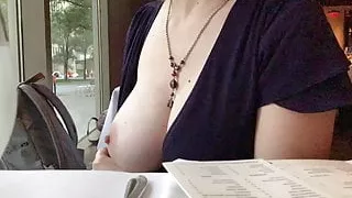 Step Mom flashes boob in public