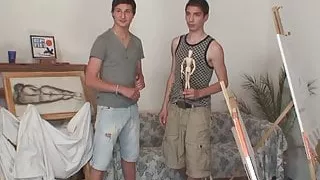 Young boys bang nude old lady from both sides