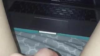 my girlfriend  rubbing her big clit while guys jerkoff to her
