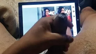 Jerking off to booty in red thong