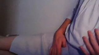 Secretary shirt dress crossdresser tits stimulation