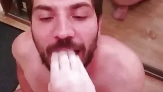Russian Mistress fuck slave with strapon and humiliate him