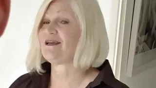 Busty mature lady pounded vigorously and sprayed with cum