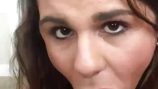 WHORE sucks a BBC dildo