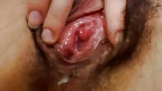 Hairy Mexican uses Hitachi and cums with dildo