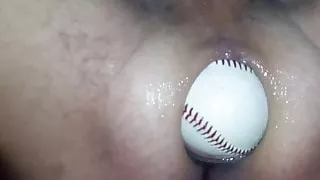 Two balls in the ass. Billiard and baseball