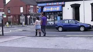 Black street hooker and faty in fishnets