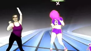 2girls1game dancing bouncing tits