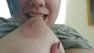 Biting my huge fat tits Michelle Bird