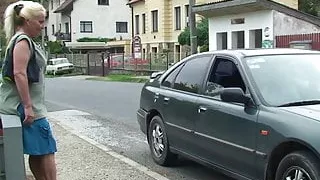 He picks up old blonde from the street and doggy-fucks