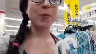 Nerdy Girl Pisses On Department Store Clothing