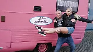 Naughty German girl seduced by a horny old man to fuck