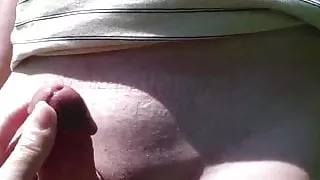 Outdoor handjob by Russian mature woman