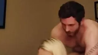 Two men fuck blonde
