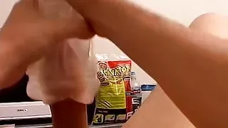 Young dude shows off his massive dick before using sex toys