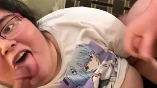 Hairy Fatty Sucks Cocks And Gets Sprayed With Cum