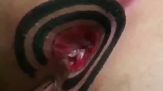 Hot Latina tattoos her tight ass and pussy