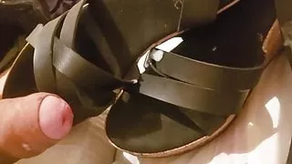 cum again in her wedge shoe