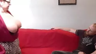 Huge tits mature talking dirty to her young lodger