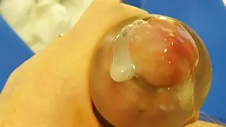 Jelly Sleeve Wichsen in blauer Strumpfhose