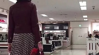 satin dress, Max Mara and leather jacket, Michael Kors