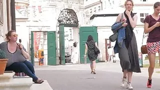 In public without a bra