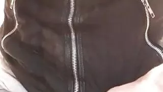 Zipping up and exploring my fetish nylon jacket
