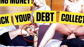 DEBT4k. Crazy blonde babe tied up and fucked collector