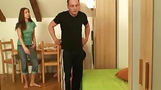 Long-haired fat girlfriends mother takes it from behind