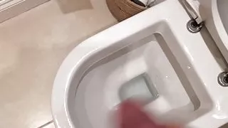 Wanking in the bathroom