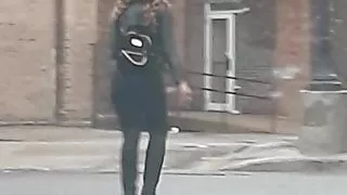 Black spandex ebony walking shaking ass