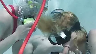 Minnie Manga and Marcie blow huge cock in the pool