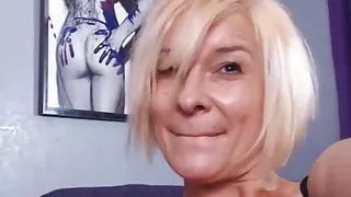 Blonde cougar abuses adult toys while alone at home