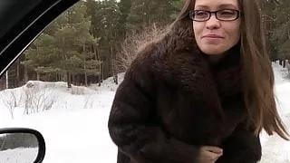 Brunette Suck and Rough Fuck Cock Driver Drove Home in the F