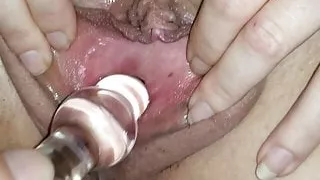 Peehole fuck with glass beads