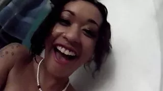 Pornstar Skin Diamond plays with her anal toy in the shower