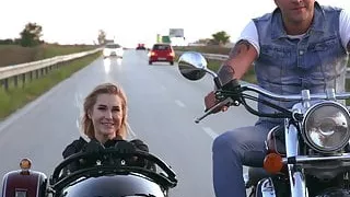 Blondie thanking a hunk of meat for the ride