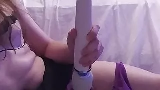 Cute trans sissy cums in chastity