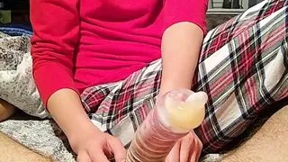 Ruined Orgasm Fills Condom - Numbing Lotion CBT Handjob