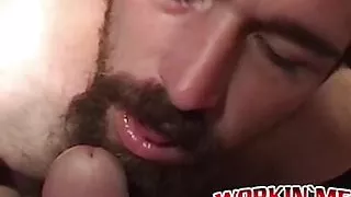 Mature dude with beard has solo masturbation session