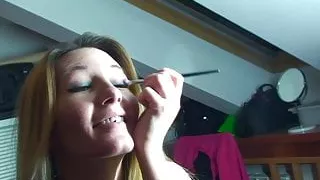 Aroused blonde teases with her good bits