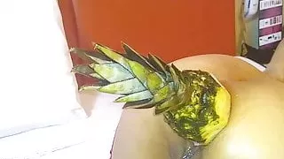 Latin MILF Butt Fucked With a Pineapple