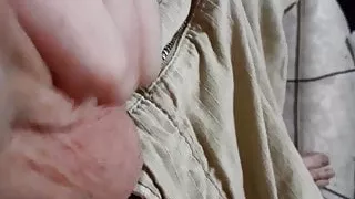 Wife rubbing castration cream on nuts