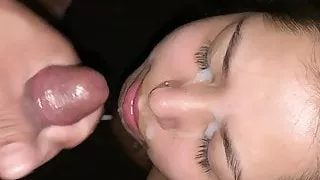 Cumshot on her pretty face
