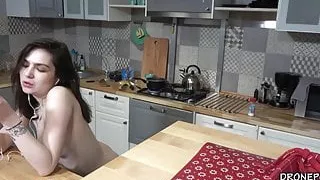 Czech teen Monika - Naked and cooking