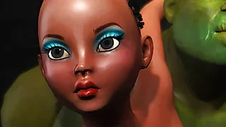 Young anal sex horny slave gets fucked by big green monster