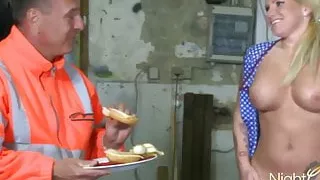 horny slut fucked at the garage