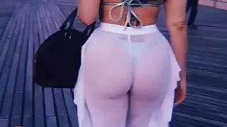 Sexy Goddess in white pants and thong