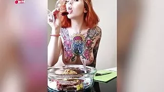 Babe Big Natural Tits Fingering Pussy, Dancing and Cooking