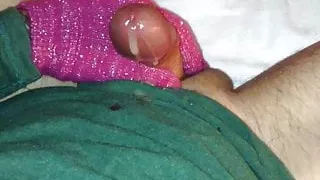 quickly with pink glove